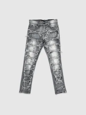 SLE-K3016-Boy's Rip & Repair Stretch Stack Jeans
