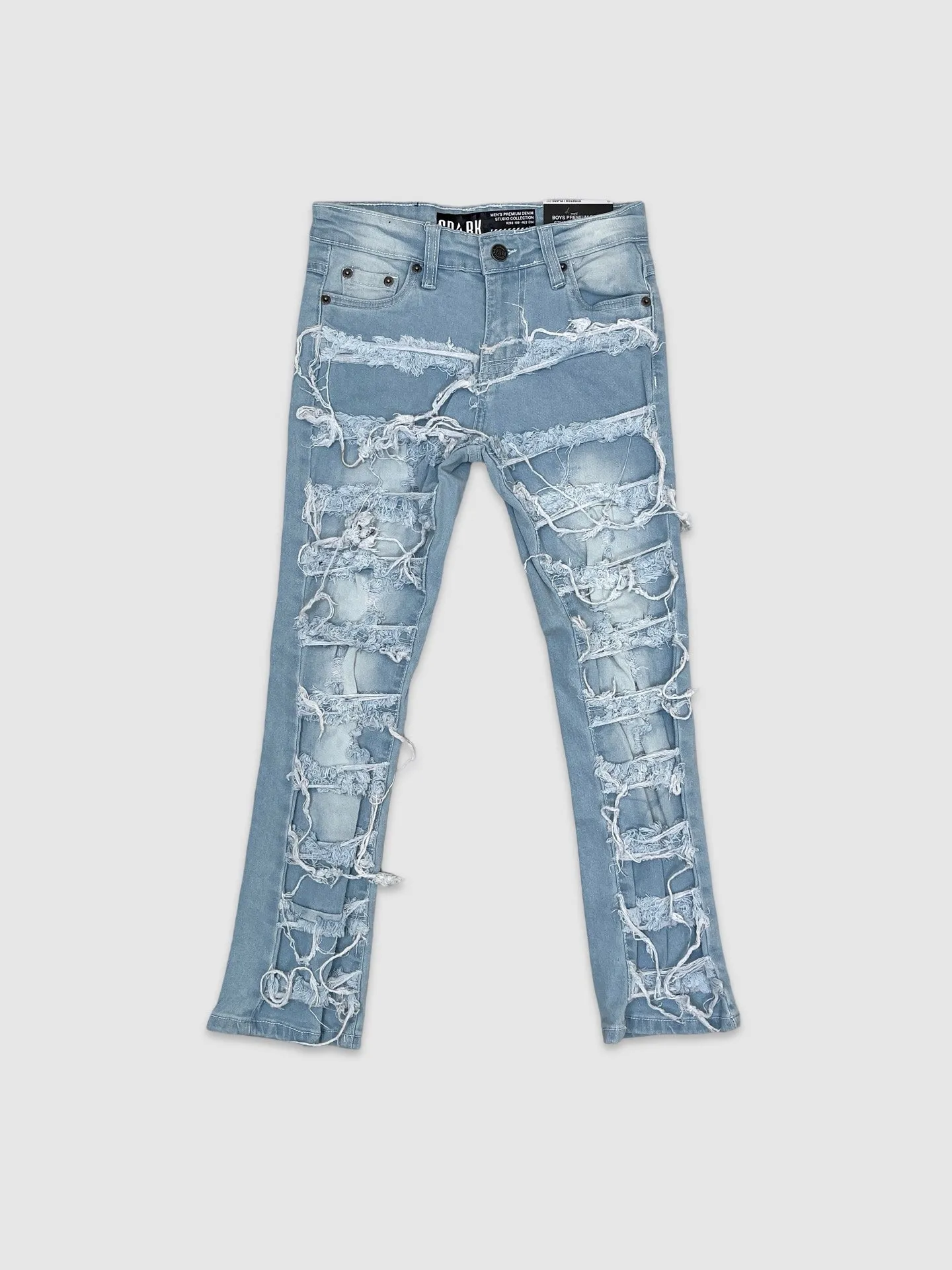 SLE-K3016-Boy's Rip & Repair Stretch Stack Jeans