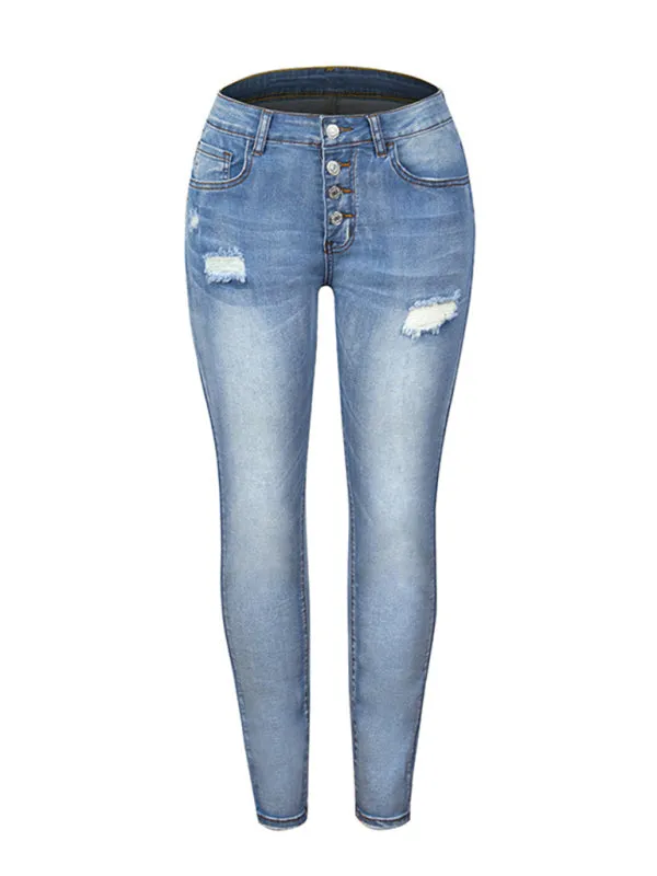 Slim Ripped High Stretch Jeans