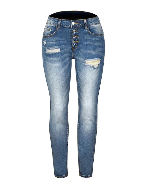 Slim Ripped High Stretch Jeans