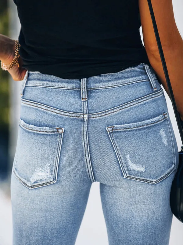 Slim Ripped High Stretch Jeans