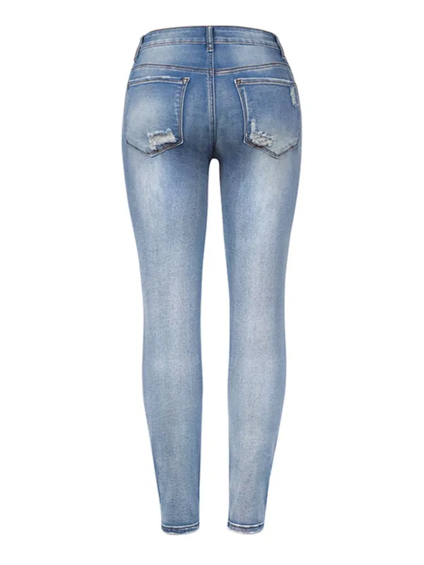 Slim Ripped High Stretch Jeans