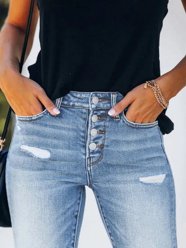 Slim Ripped High Stretch Jeans