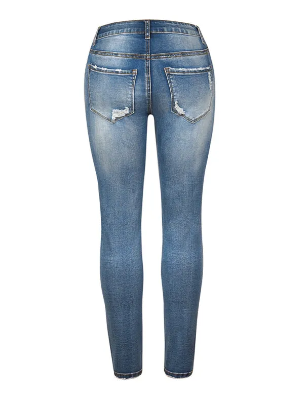 Slim Ripped High Stretch Jeans