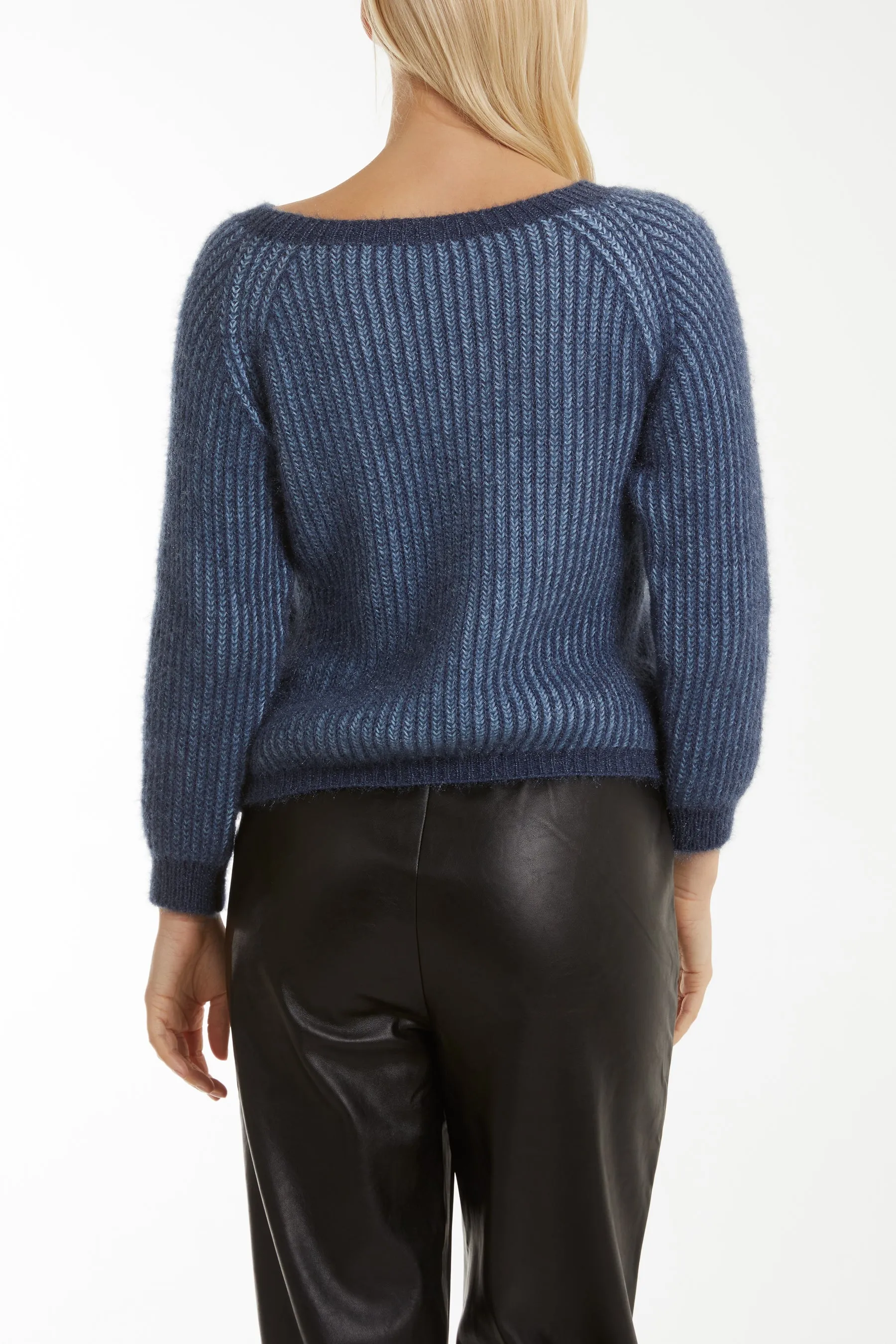 Soft Touch Two Tone Ribbed Jumper