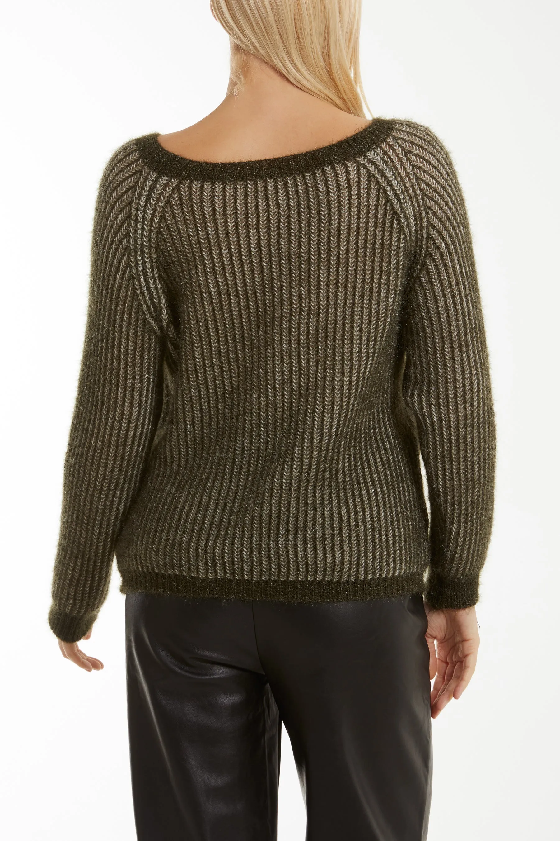 Soft Touch Two Tone Ribbed Jumper