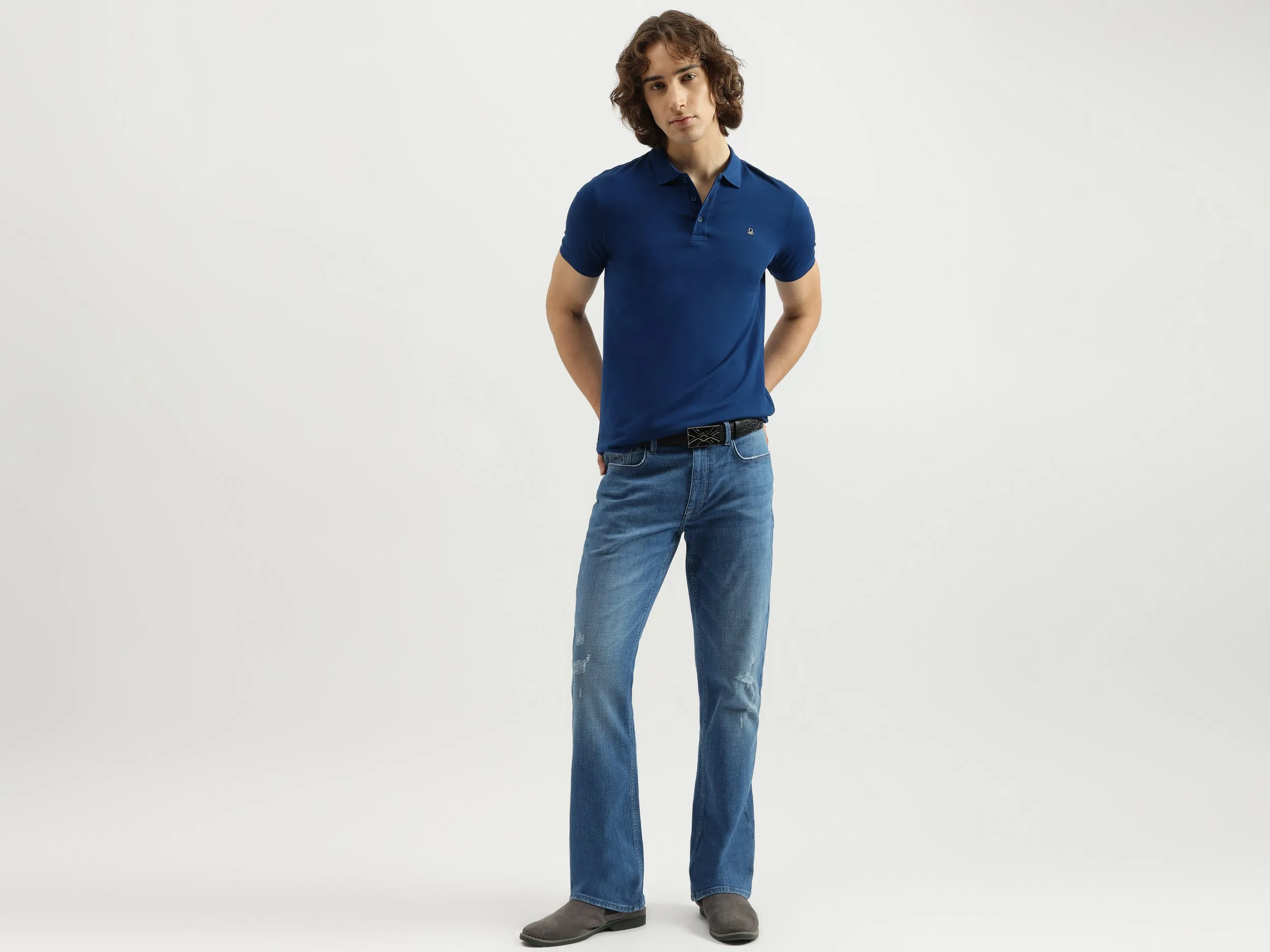 Solid Boot Leg Fit Jeans