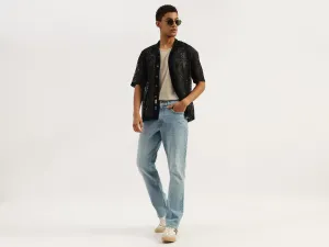 Solid Comfort Fit Ice Wash Jeans