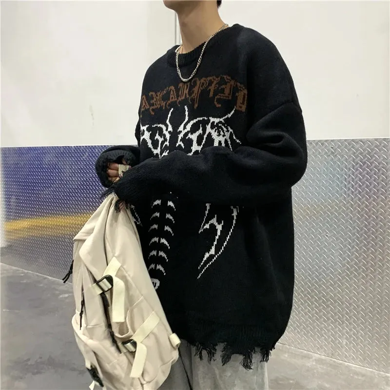 Stay Cozy and Fashionable with High Street Oversized Gothic Style Knitted Sweaters