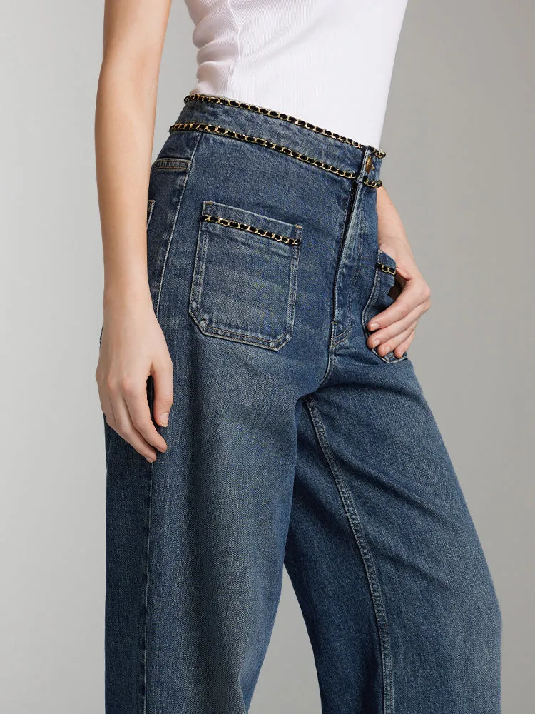 Straight Fit Jeans With Chain