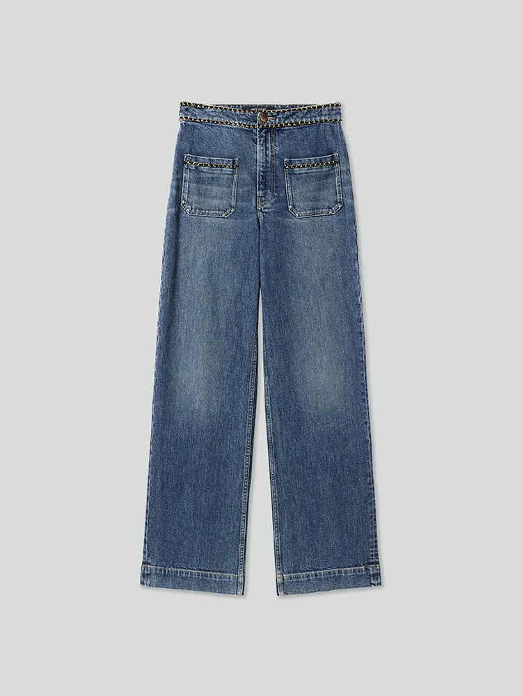 Straight Fit Jeans With Chain