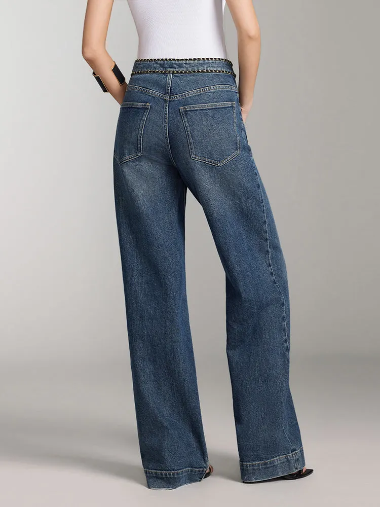 Straight Fit Jeans With Chain