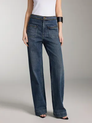 Straight Fit Jeans With Chain