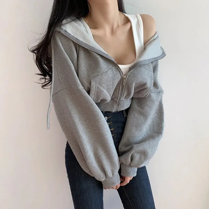 Straight Style Zipper Long Sleeve Hoodies