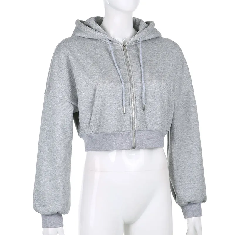 Straight Style Zipper Long Sleeve Hoodies