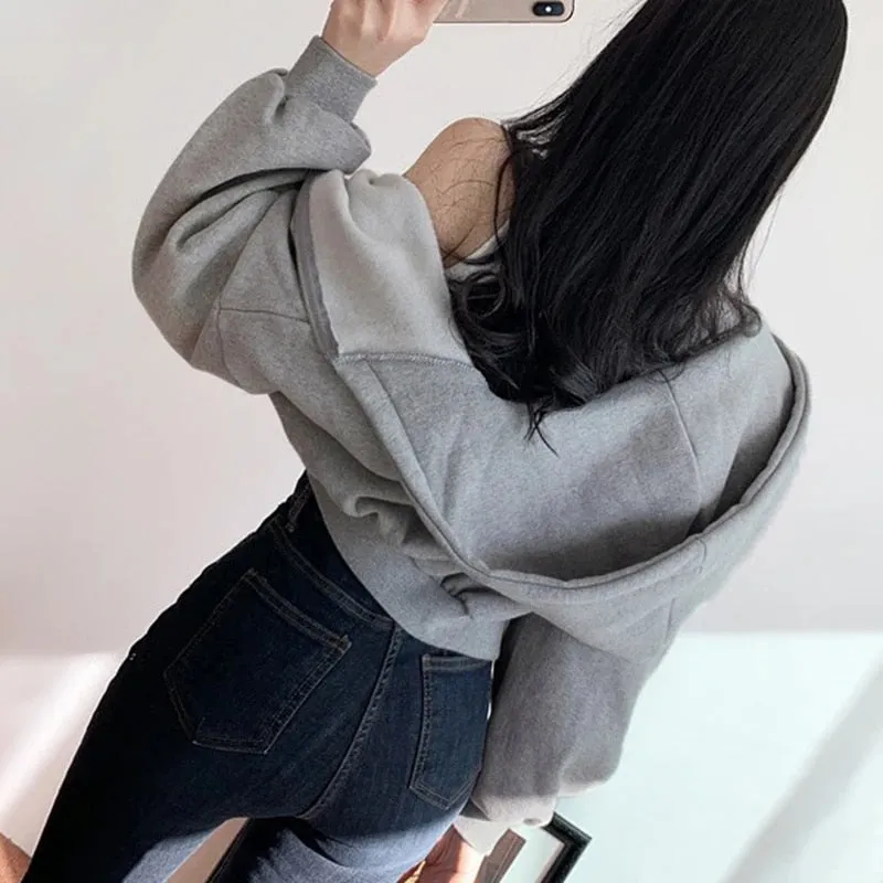 Straight Style Zipper Long Sleeve Hoodies