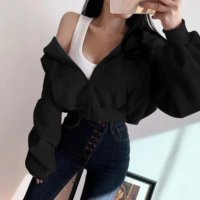 Straight Style Zipper Long Sleeve Hoodies