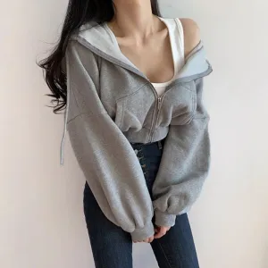 Straight Style Zipper Long Sleeve Hoodies