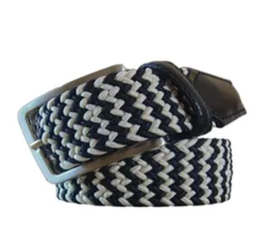 Stretch Braided Belt - Navy/Cream