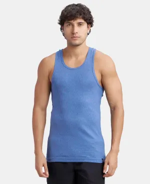 Super Combed Cotton Rib Round Neck with Racerback Gym Vest - Light Denim Melange