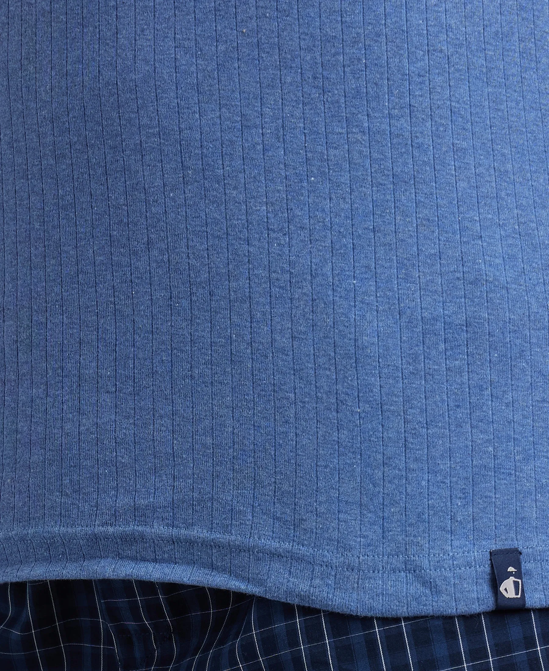 Super Combed Cotton Rib Solid Round Neck Muscle Vest - Light Denim Melange