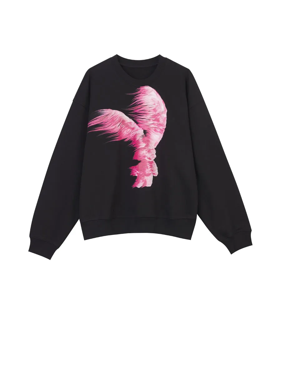 Sweatshirt / JNBY Windblown Rabbit Pattern Loose Fit Round Neck Long Sleeve Sweatshirt