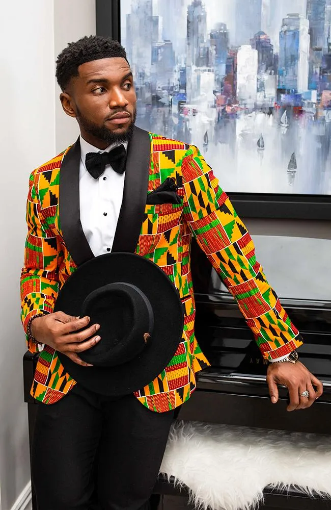Tailored Fit Shawl Collar | African Print Blazer - KENDRICK