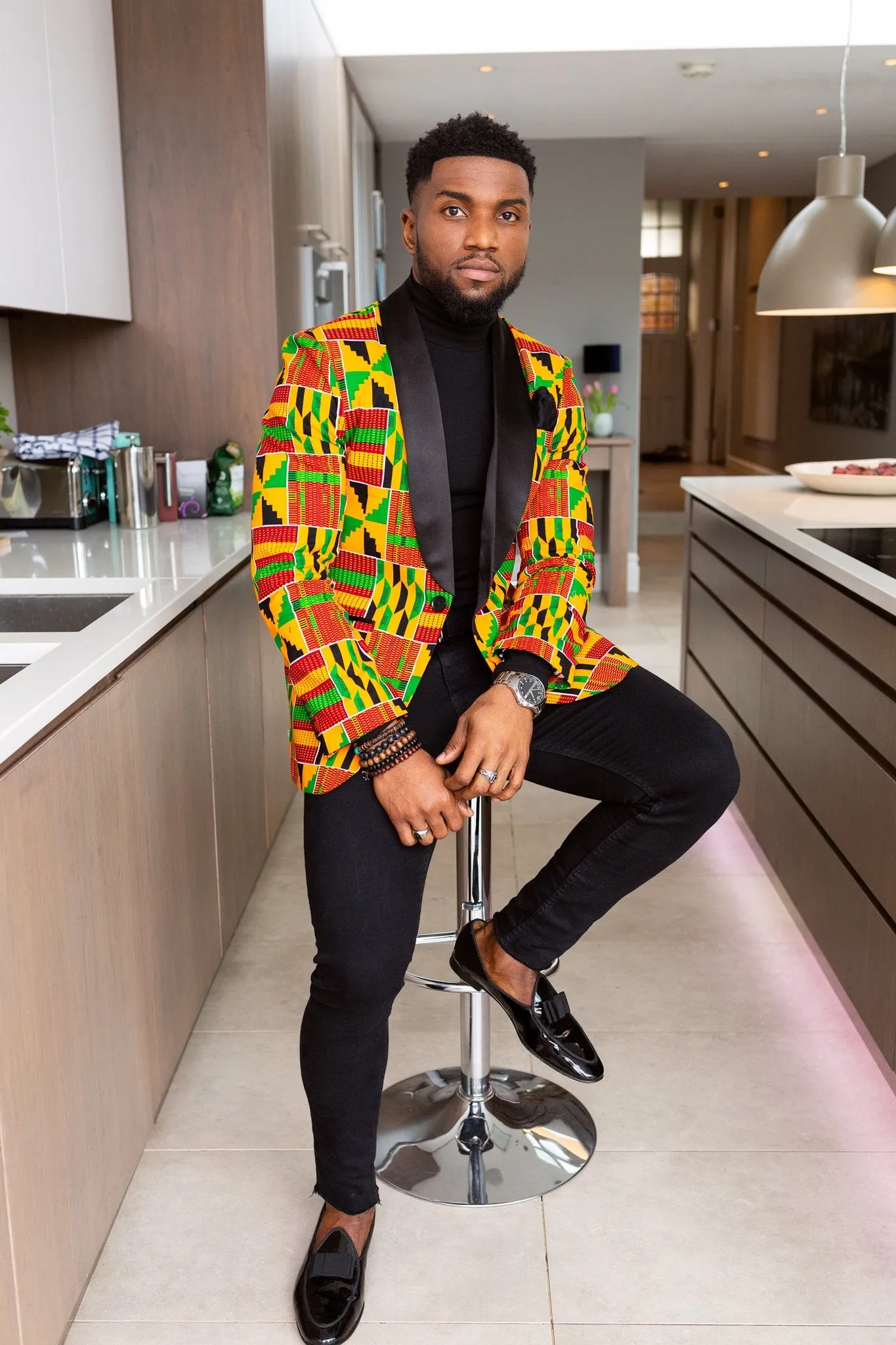 Tailored Fit Shawl Collar | African Print Blazer - KENDRICK