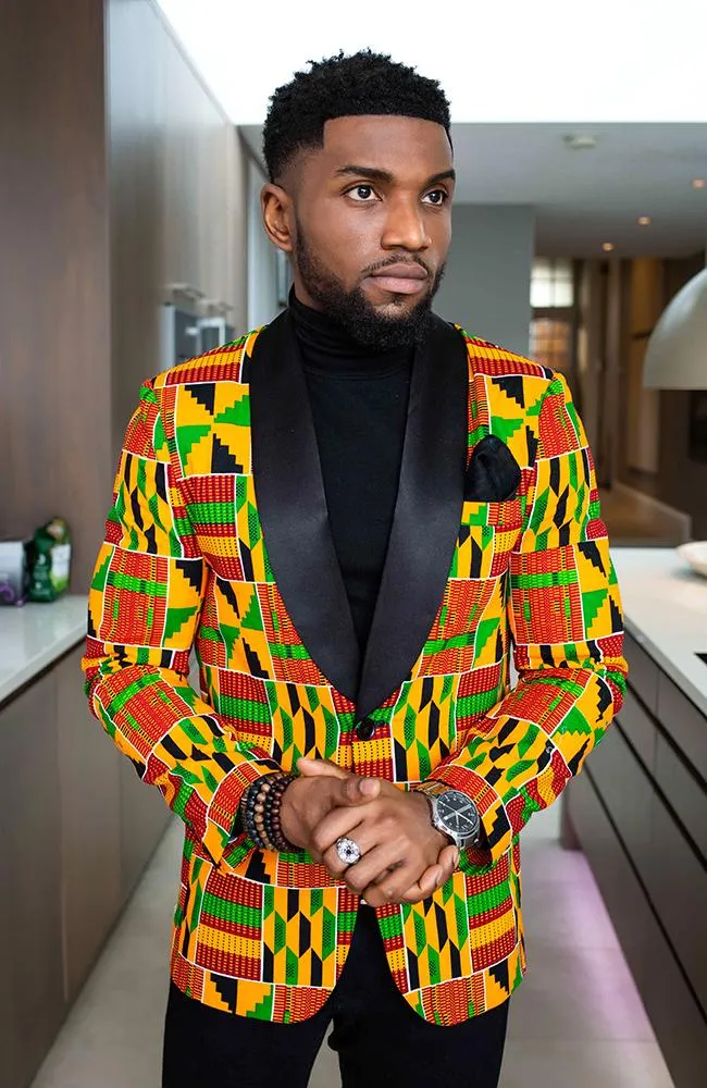 Tailored Fit Shawl Collar | African Print Blazer - KENDRICK