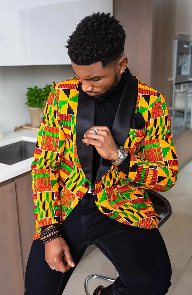 Tailored Fit Shawl Collar | African Print Blazer - KENDRICK