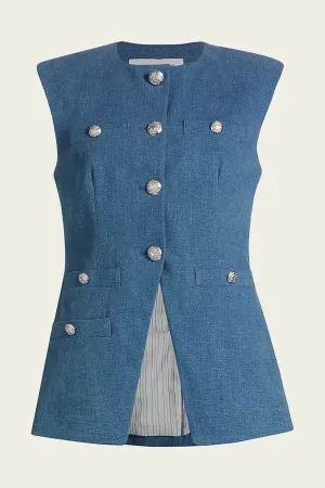Tamara Denim Vest in Light Cornflower