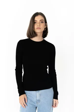 Tempo Top – Slim Fit Ribbed Long Sleeve Wool Blend Top