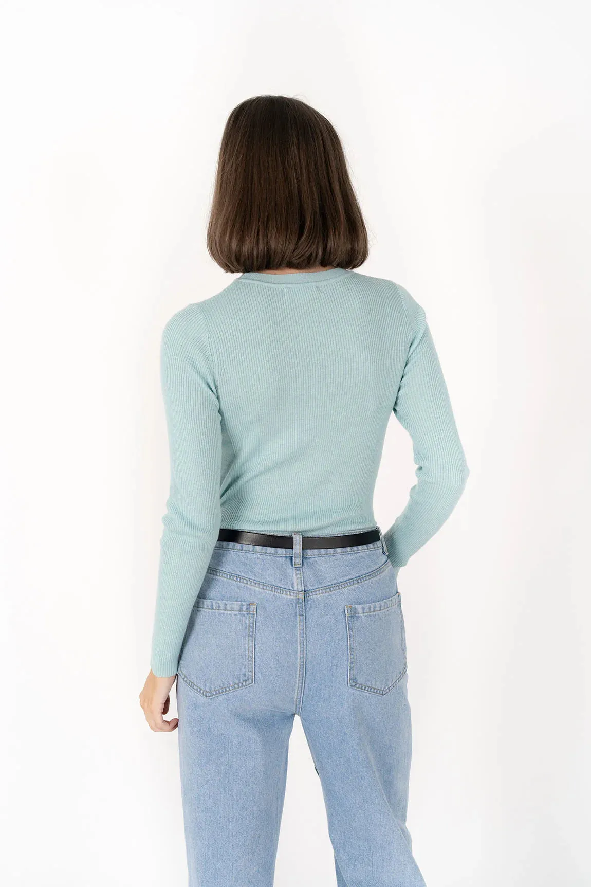 Tempo Top – Slim Fit Ribbed Long Sleeve Wool Blend Top