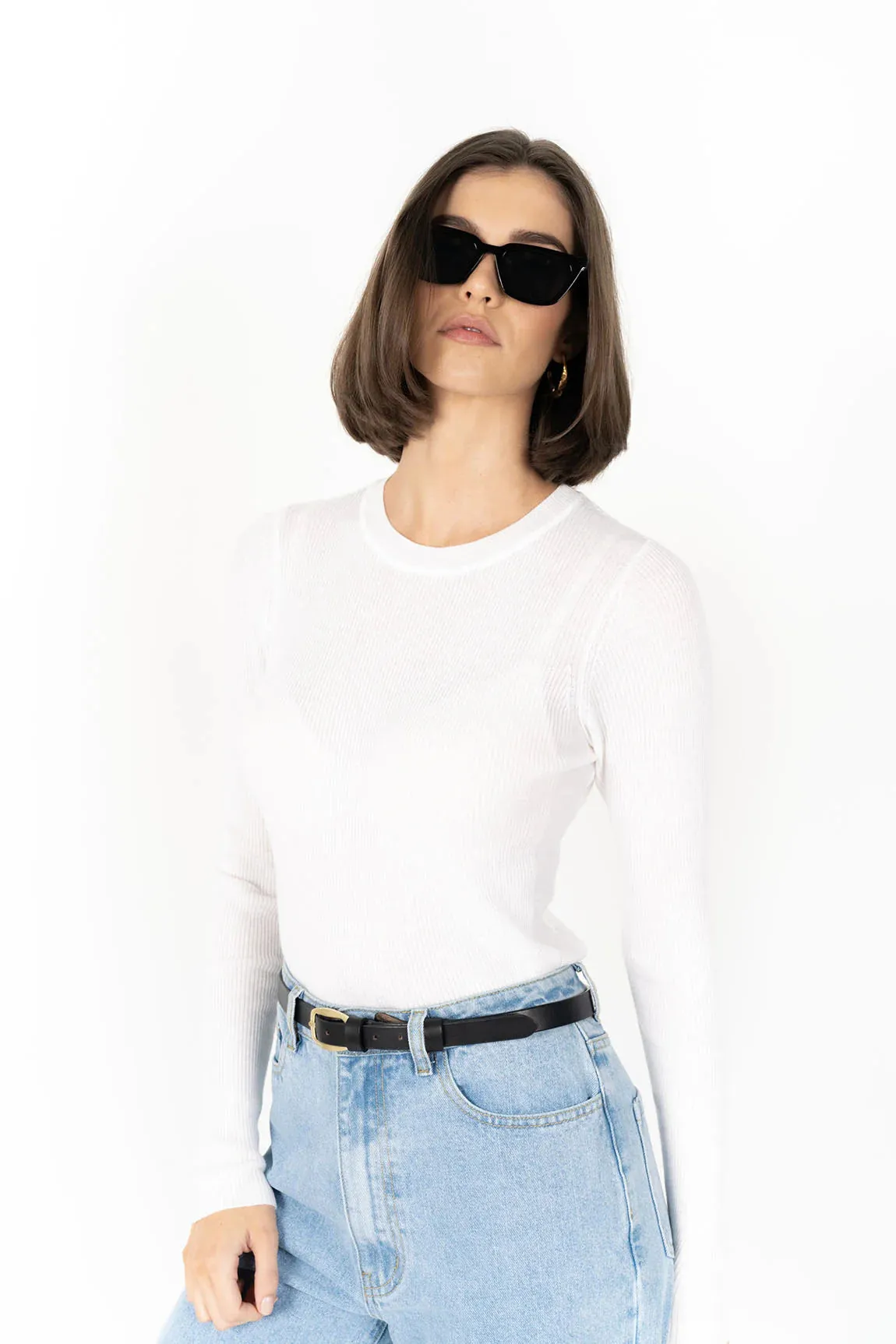 Tempo Top – Slim Fit Ribbed Long Sleeve Wool Blend Top
