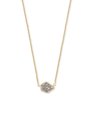 Tess Gold Necklace in Platinum Drusy