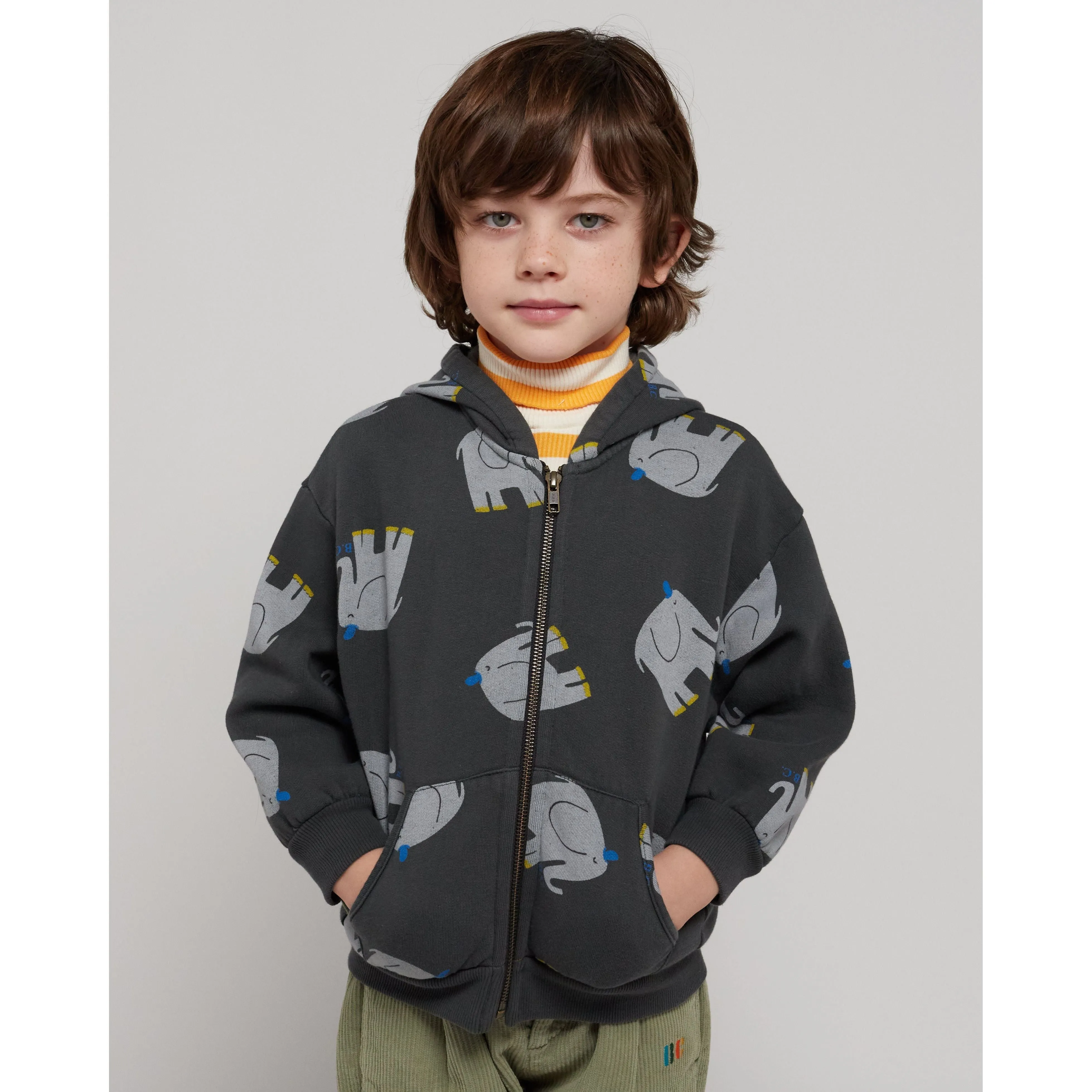 The Elephant All Over Zipped Hoodie