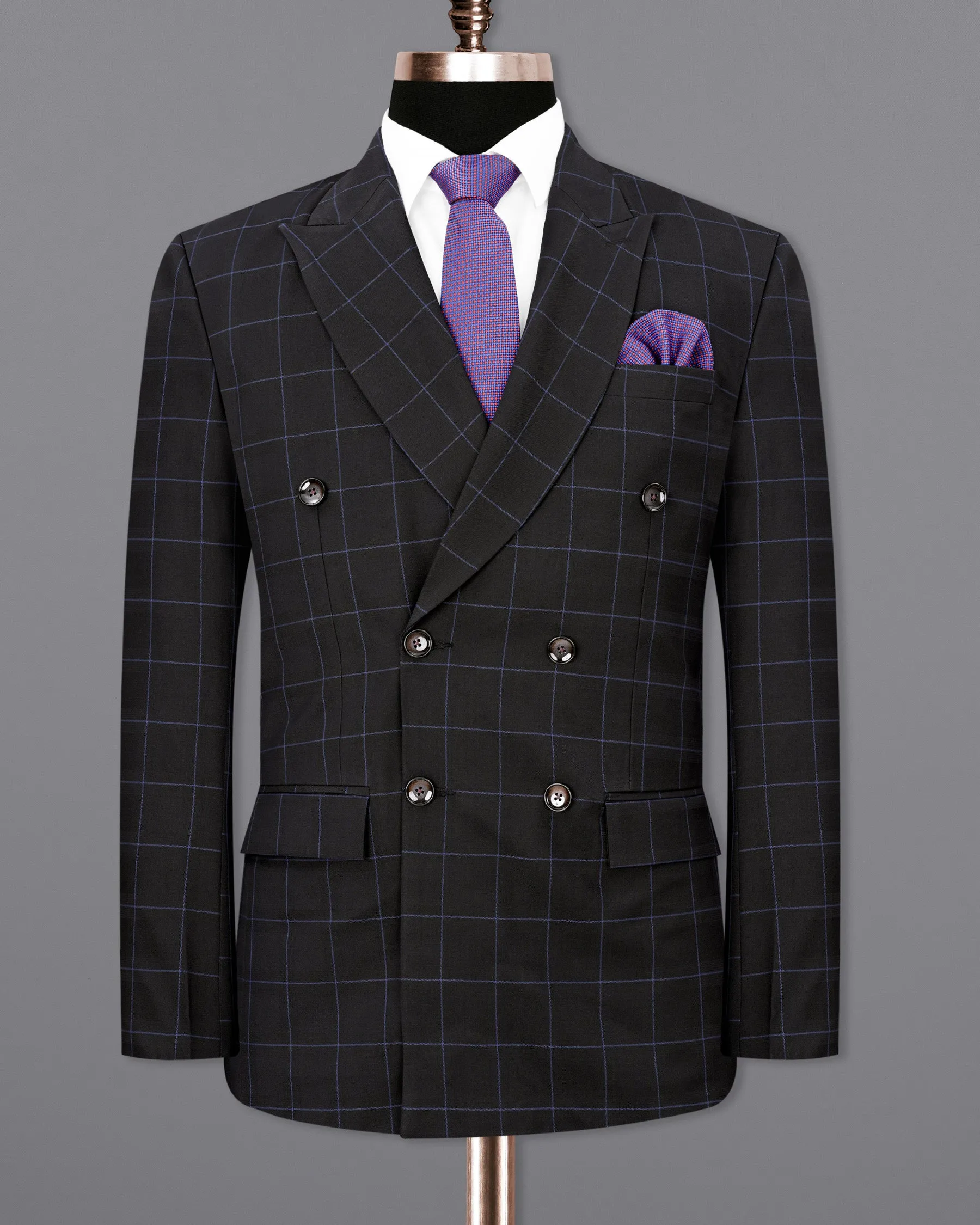 Thunder Windowpane Double Breasted Blazer