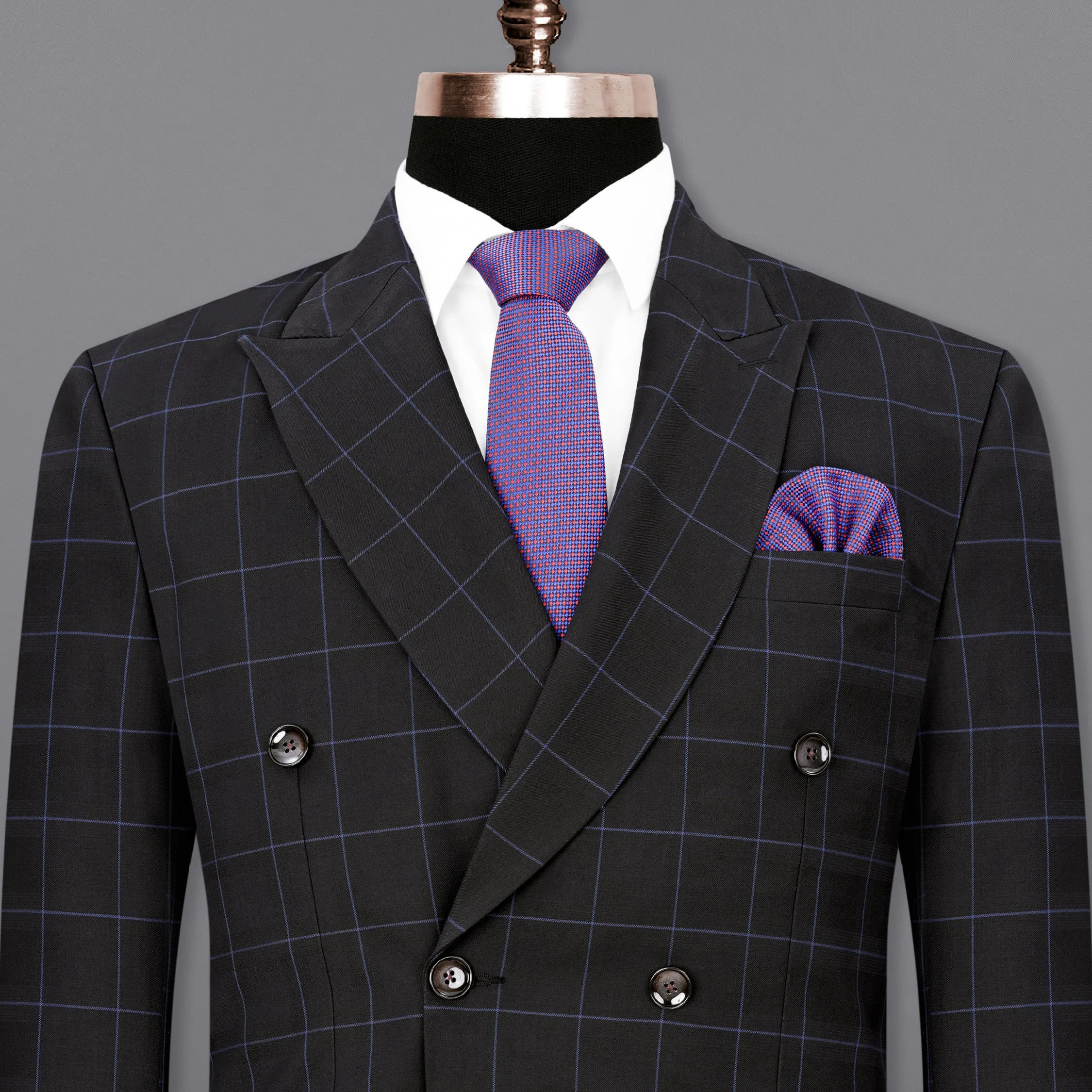 Thunder Windowpane Double Breasted Blazer