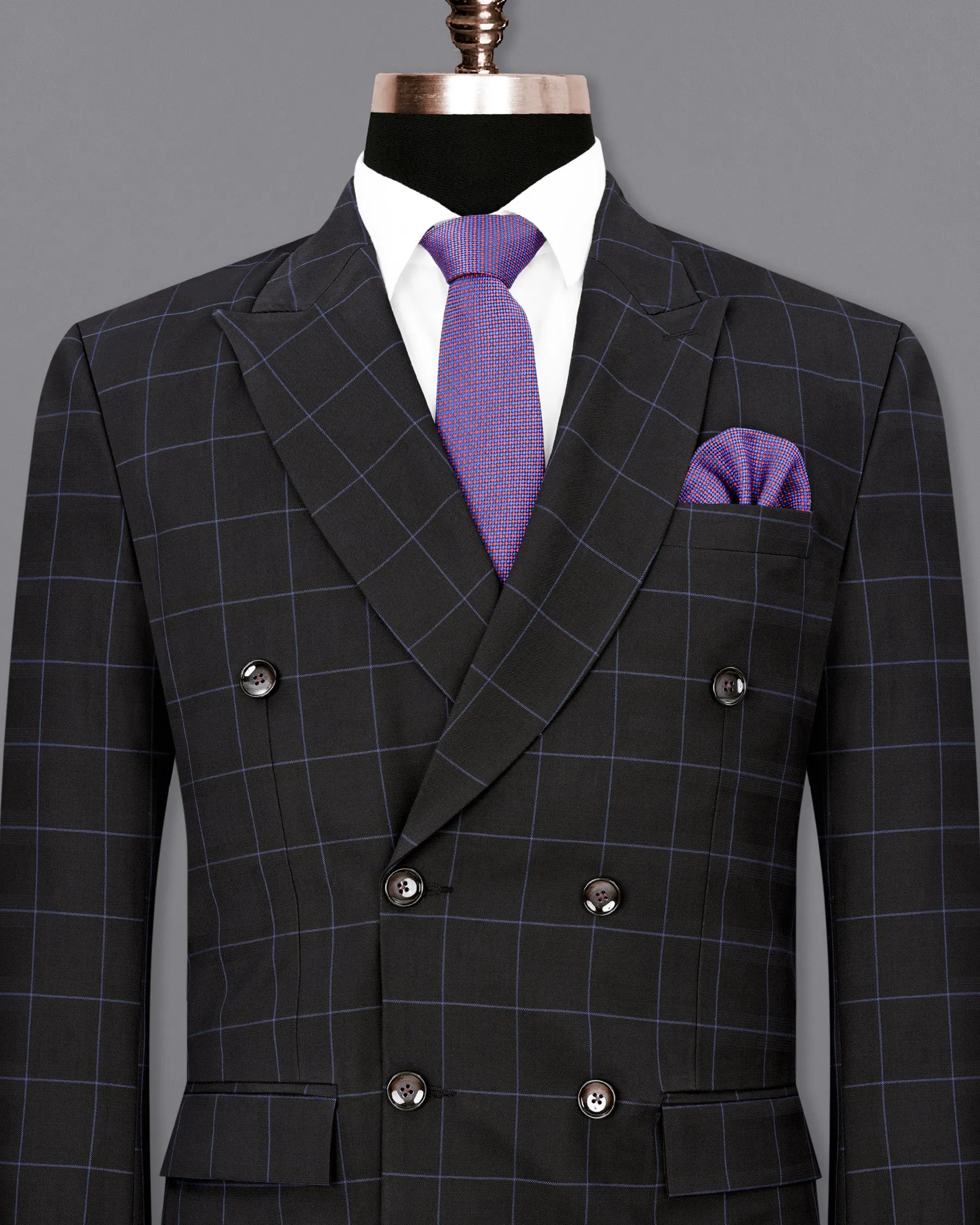 Thunder Windowpane Double Breasted Blazer