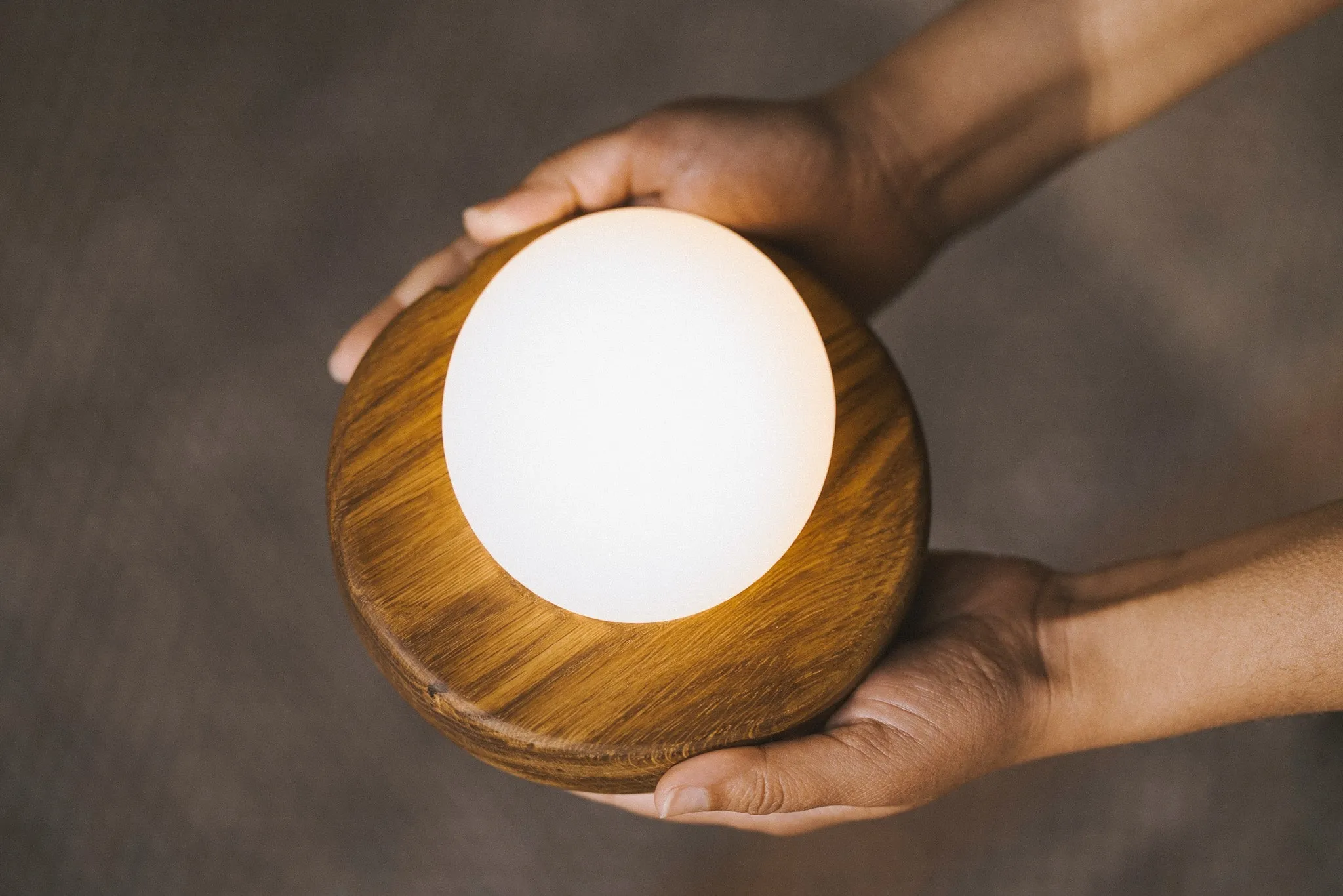Touch Control Portable Hardwood Egg Lamp
