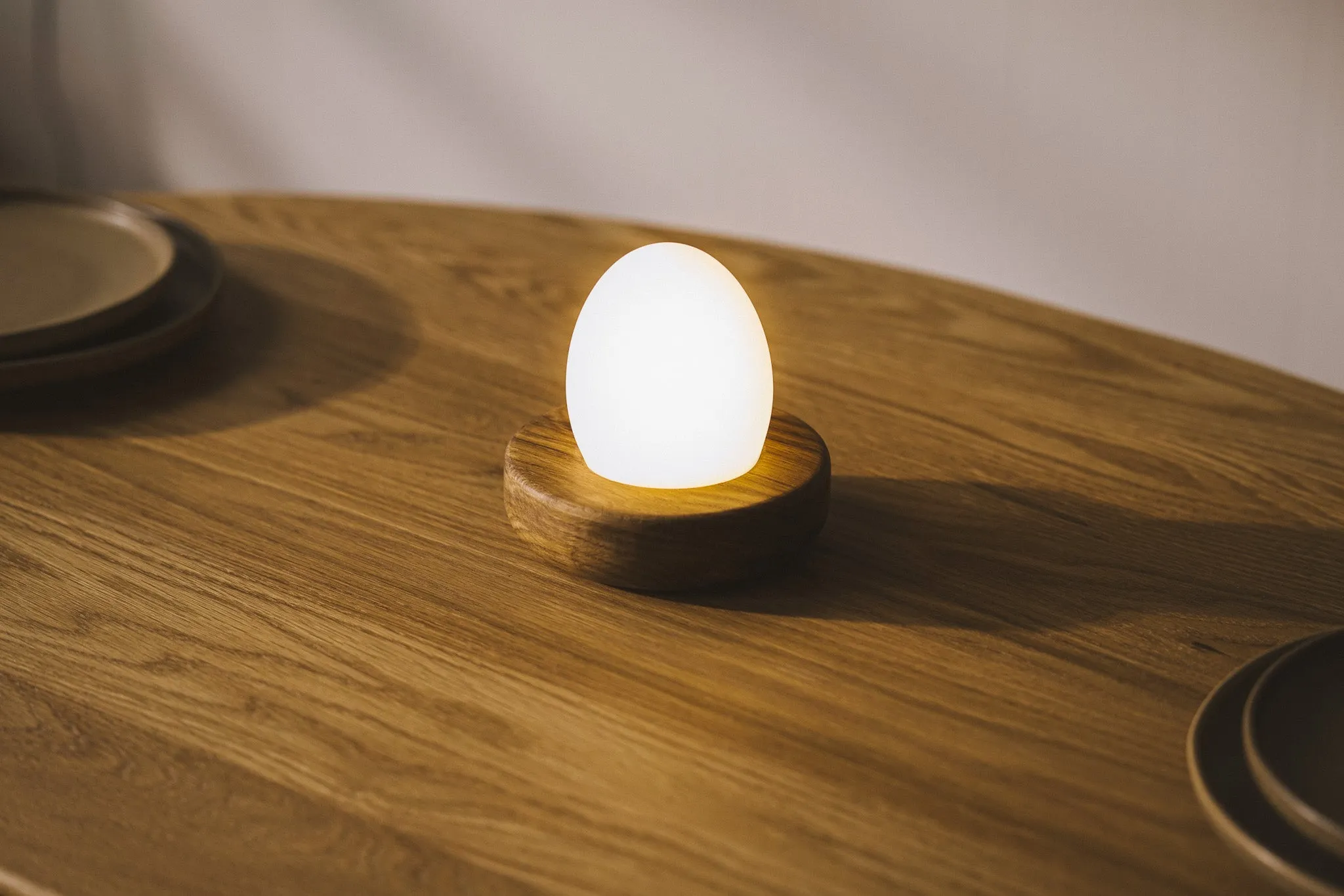 Touch Control Portable Hardwood Egg Lamp