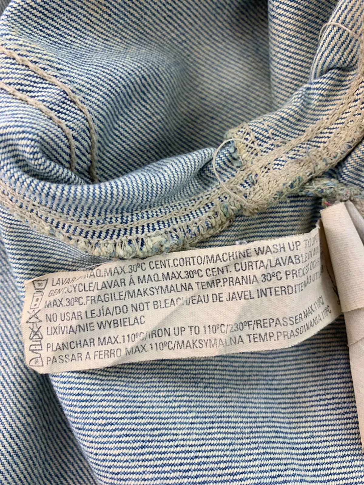 TRF Light Blue Embroidered Denim Jacket M