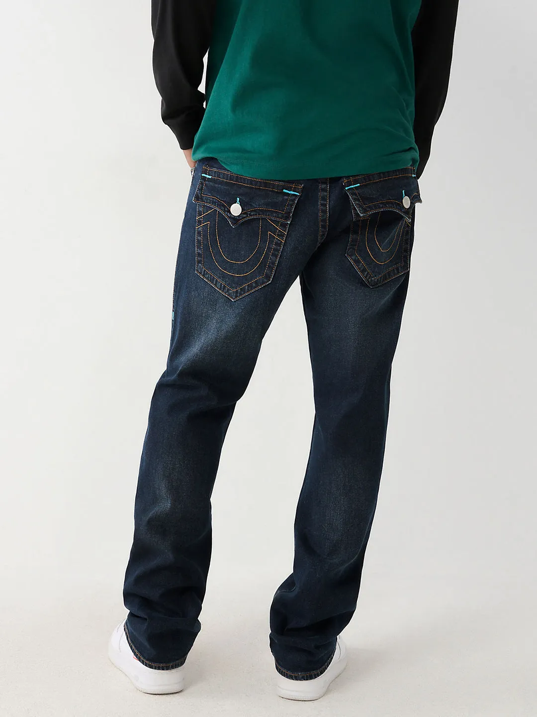 True Religion Mens SN Ricky Straight Fit Blue Mid Rise Jeans