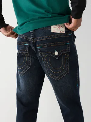 True Religion Mens SN Ricky Straight Fit Blue Mid Rise Jeans