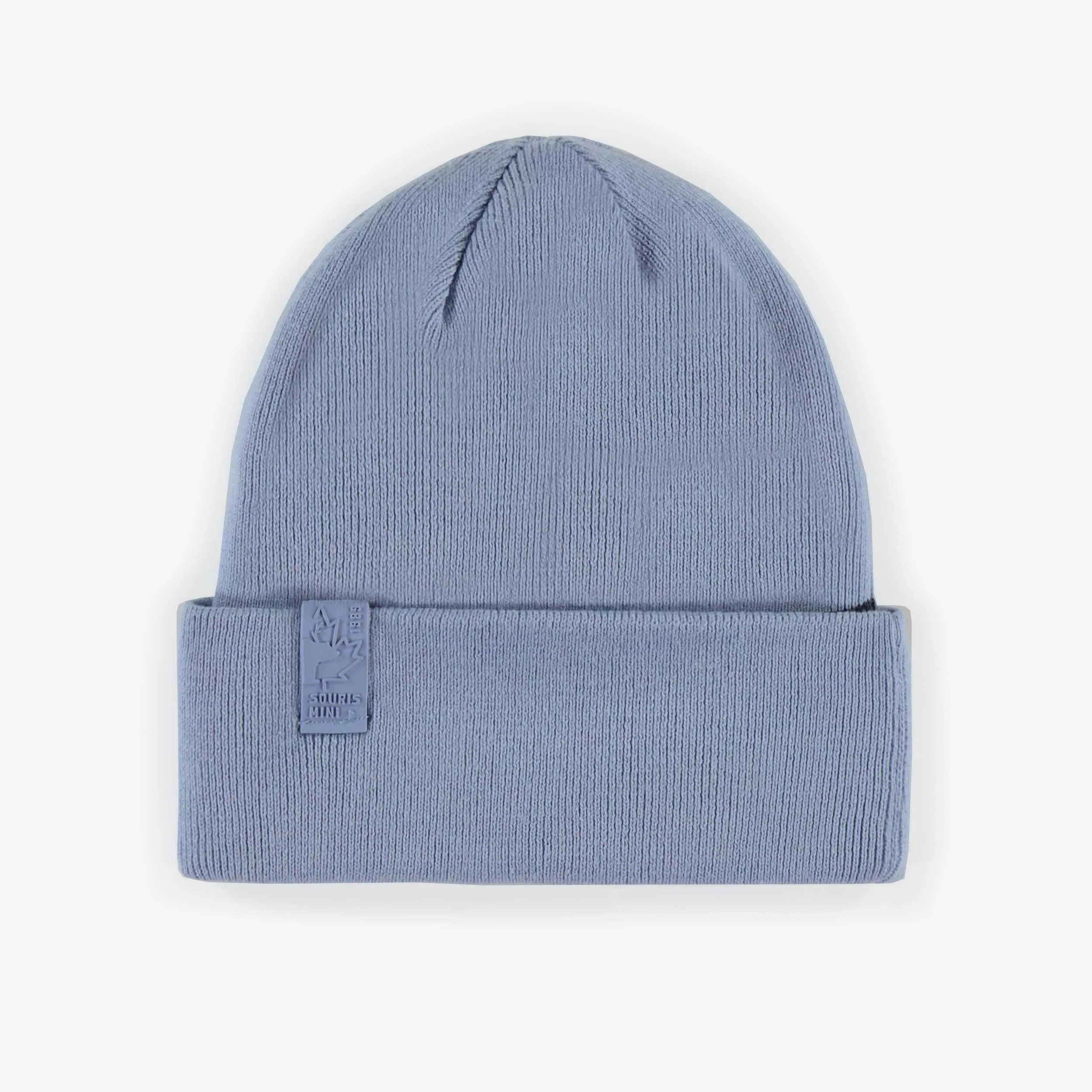 Tuque de maille bleue réversible, enfant || Reversible blue knitted toque in knit, child
