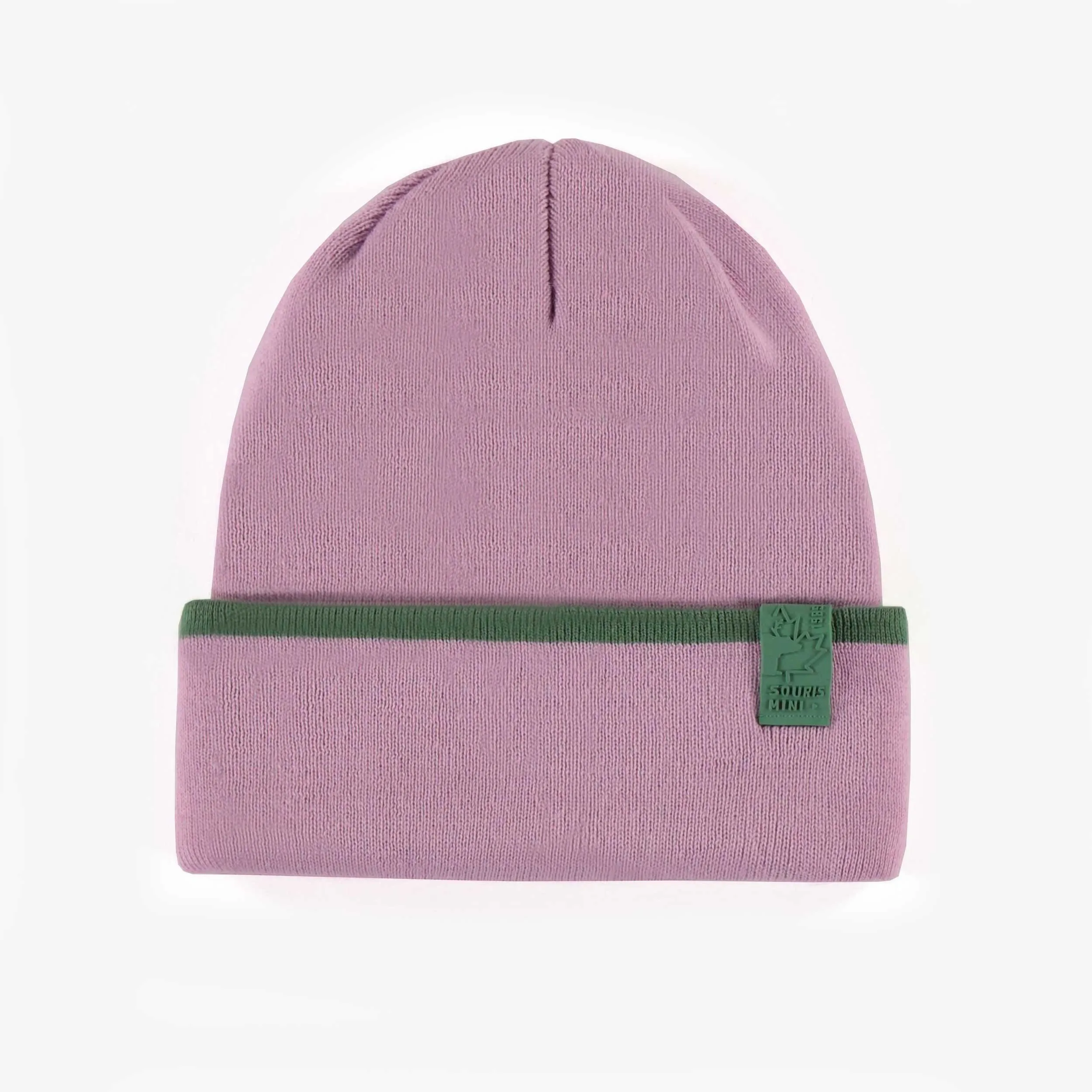 Tuque de maille réversible rose et verte, enfant  || Pink and green reversible knitted toque, child