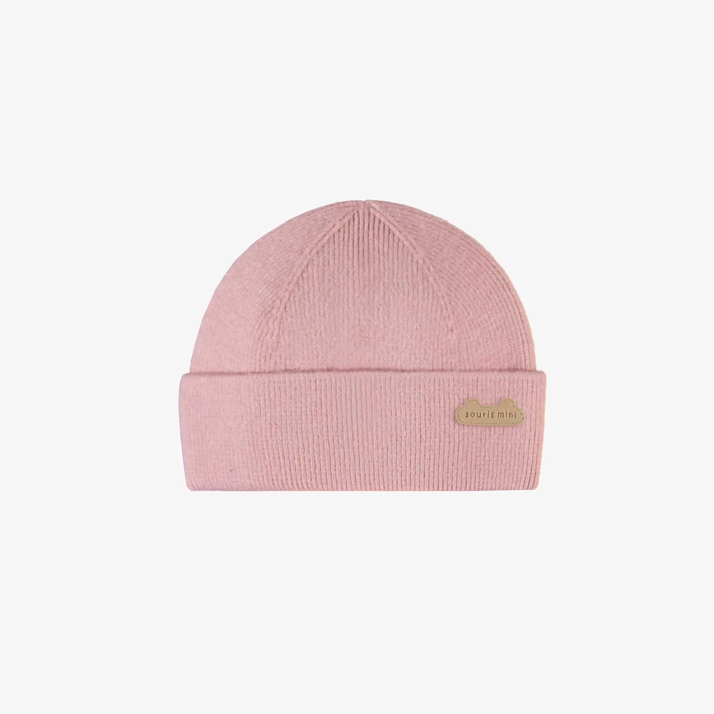 Tuque en tricot rose pâle, naissance || Light pink knitted toque, newborn