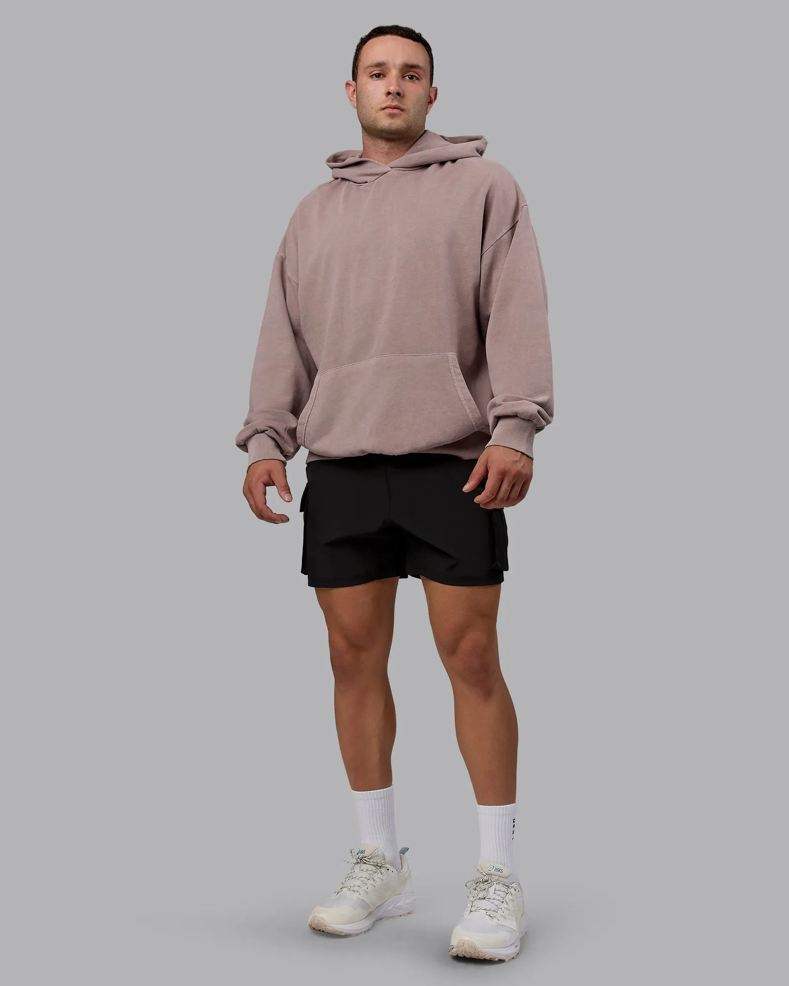 Unisex Set the Standard Washed Hoodie Oversize - Greyish Purple-Off White