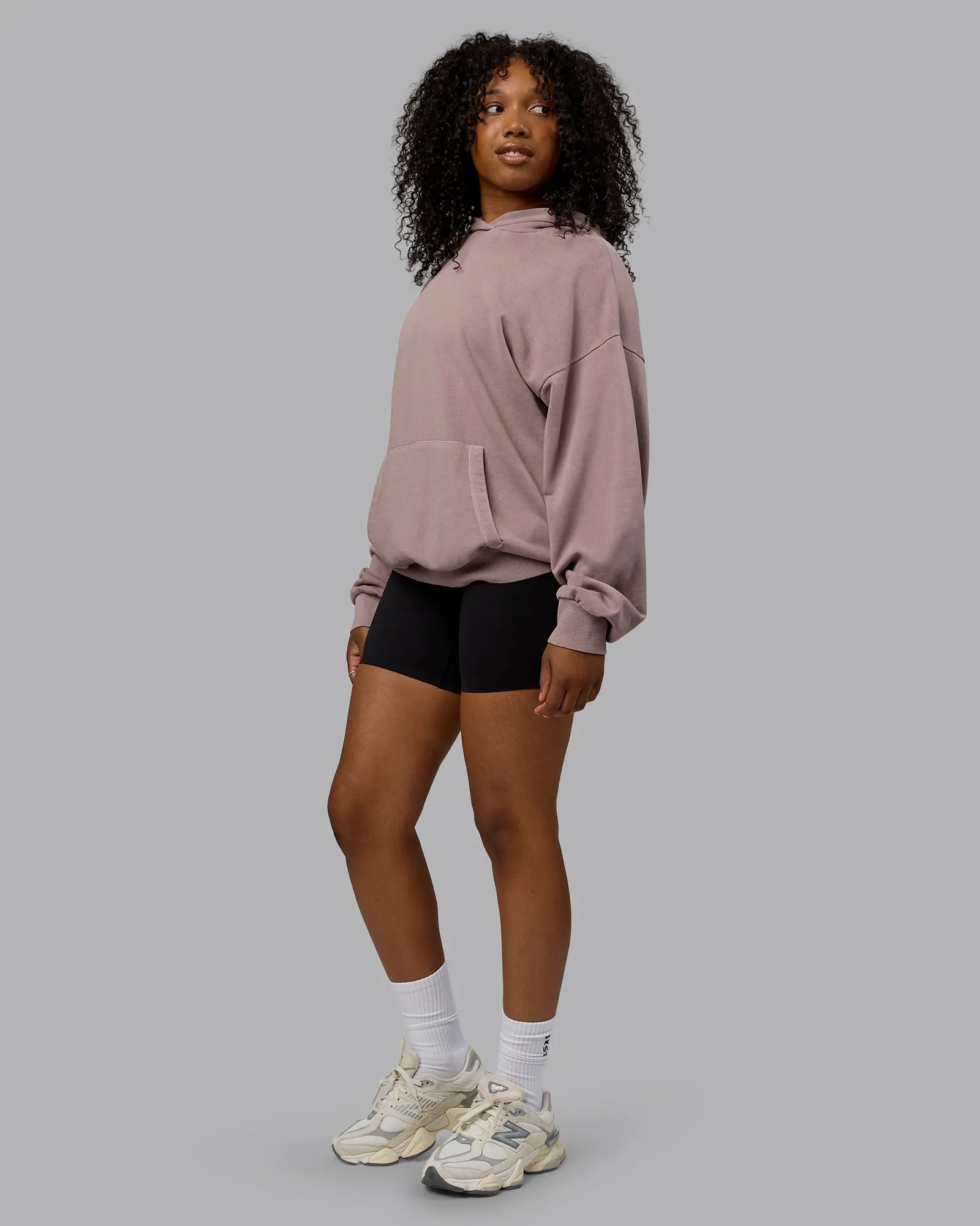 Unisex Set the Standard Washed Hoodie Oversize - Greyish Purple-Off White