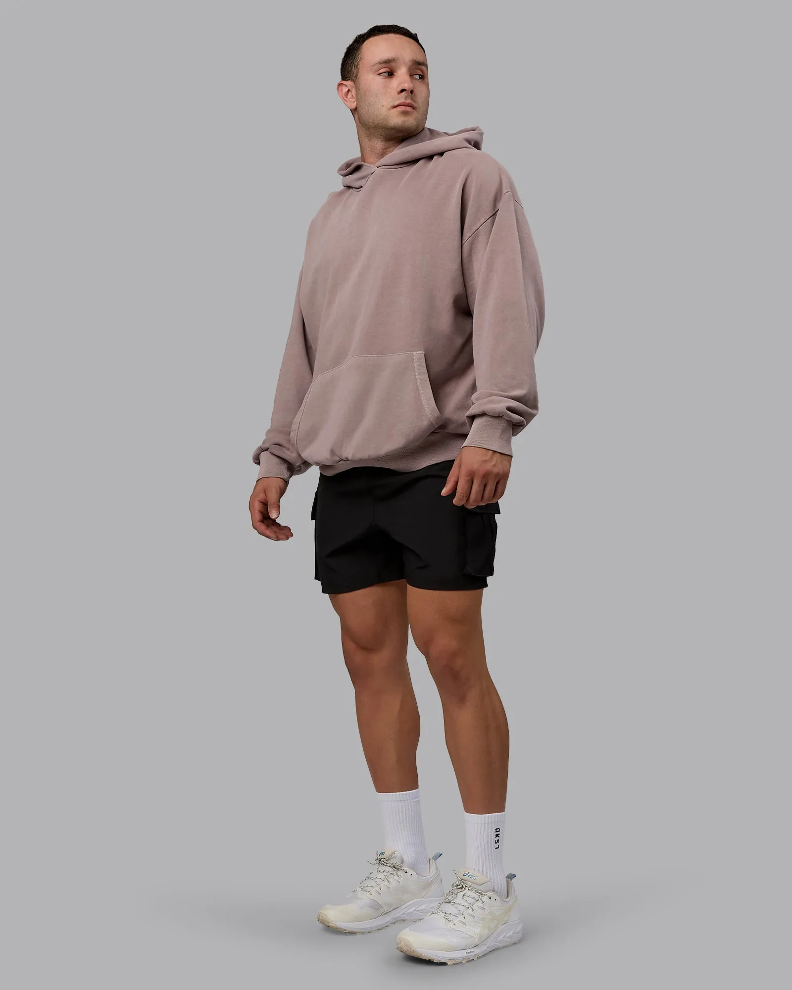 Unisex Set the Standard Washed Hoodie Oversize - Greyish Purple-Off White